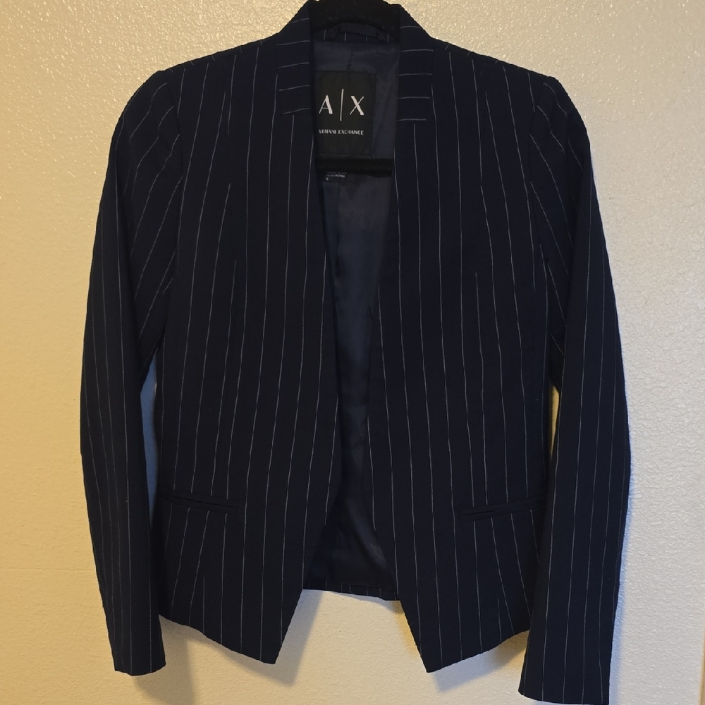 Armani Exchange Dark Blue Striped Blazer Size 0